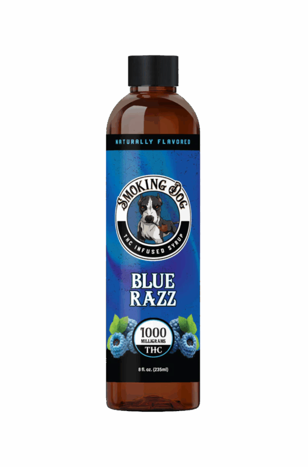 Smoking Dog D9 THC 1000mg Blue Razz Syrup 12oz