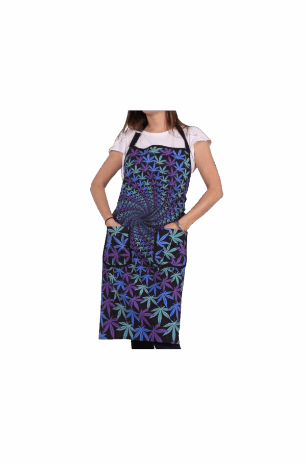Kitchen Apron Night Cannabis Leaf Spiral