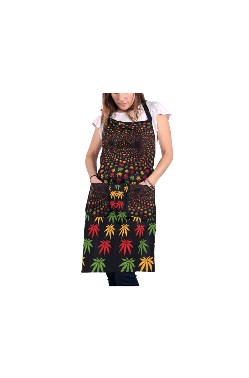 Kitchen Apron Rasta Cannabis Leaves Vortex