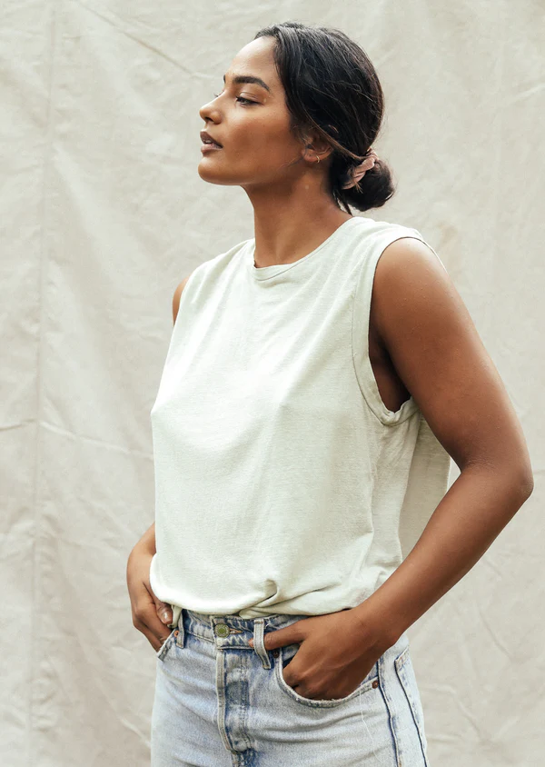 50% OFF Jungmaven Hemp Malibu Muscle Tee - Washed White